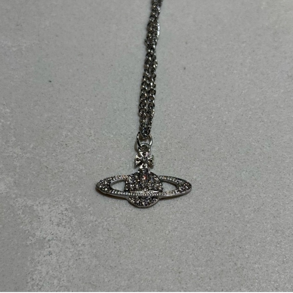 Silver vivienne westwood style planet orb necklace